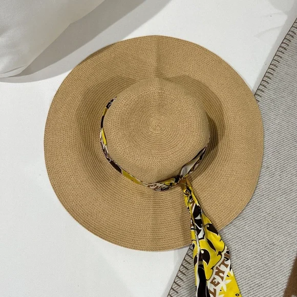 Valentino silk scarf Roman Stud large brim hat NWT